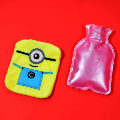 6506 Minions Hot Water Bag for Pain Relief - Small Cover for Neck, Shoulder, Menstrual Cramps, and Hand Feet Warmer
