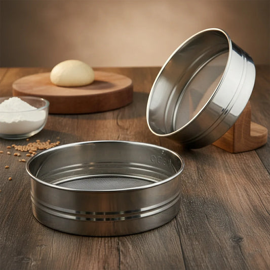 Stainless Steel Fine Mesh Atta Chalni Sieve Set (2 Pc Set) - Zidbik