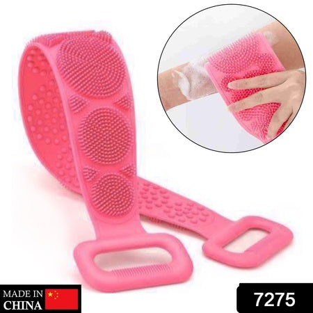 7275 Silicone Body Back Scrubber Double Side Bathing Brush For Skin Deep Cleaning - Zidbik