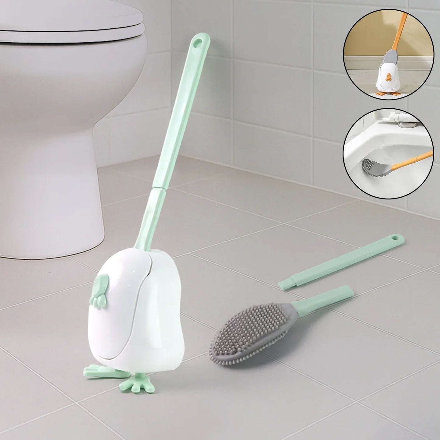 Flexible Silicone Toilet Cleaning Brush Set - Zidbik