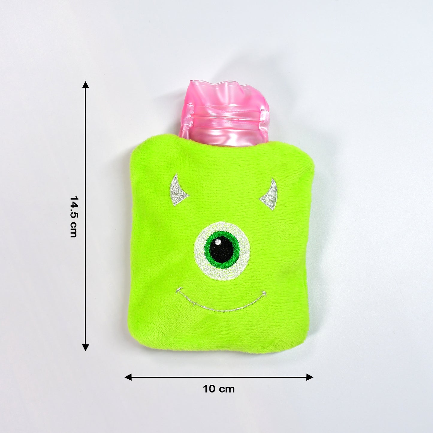 6519 Green One Eye Monster Print Small Hot Water Bag With Cover For Pain Relief Neck Shoulder Pain And Hand Feet Warmer Menstrual Cramps. - Zidbik