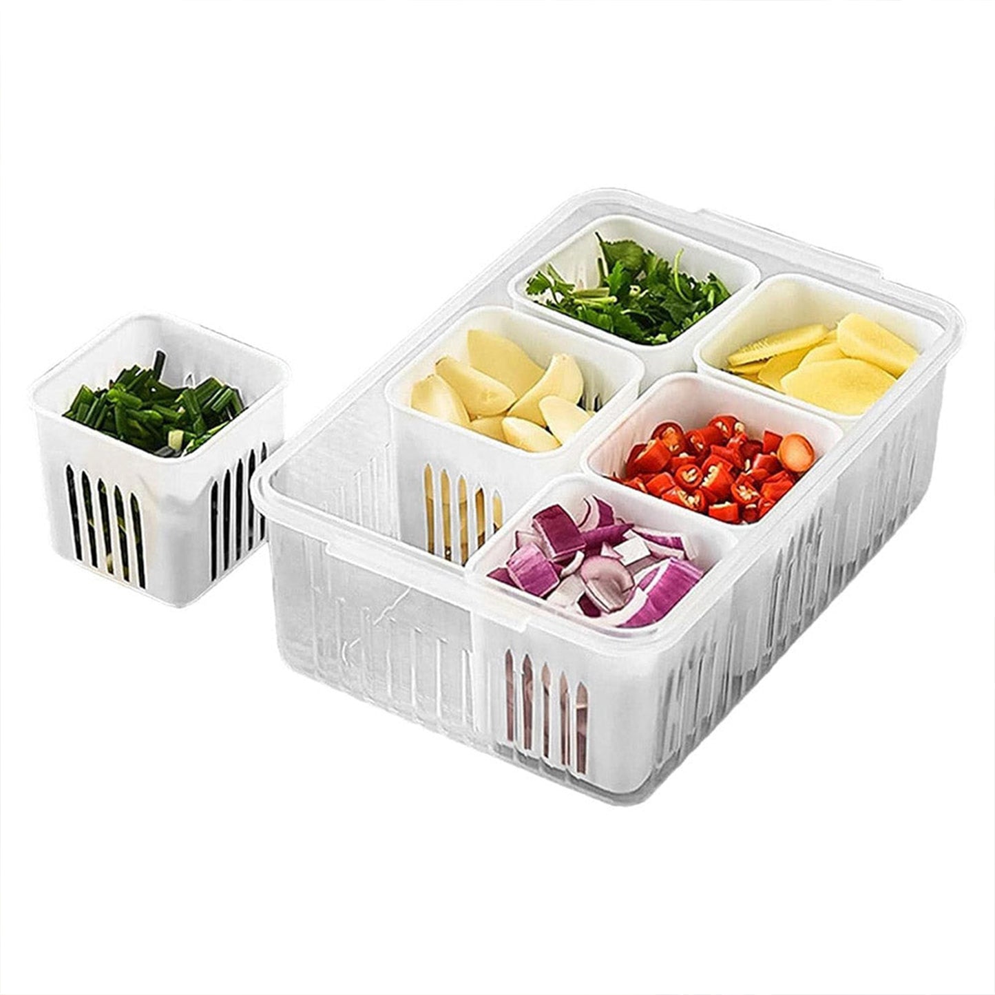 5598 Fridge Storage Boxes Freezer Storage Containers Container For Kitchen Storage Set Storage In Kitchen Vegetable Storage Draining Crisper Refrigerator Food Box (1 Pc) - Zidbik