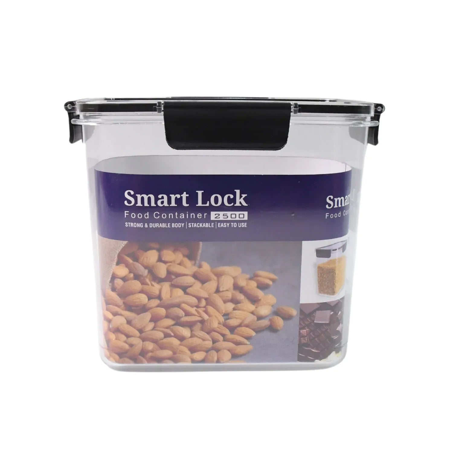 Food Storage Container Airtight Plastic Container With Easy Snap Lids (2500ml 1 Pc) - Zidbik
