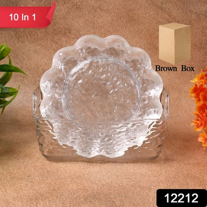 Plastic Household Flower Design Plates Dinner Plates Dish Tray (10 Pcs Set) - Zidbik