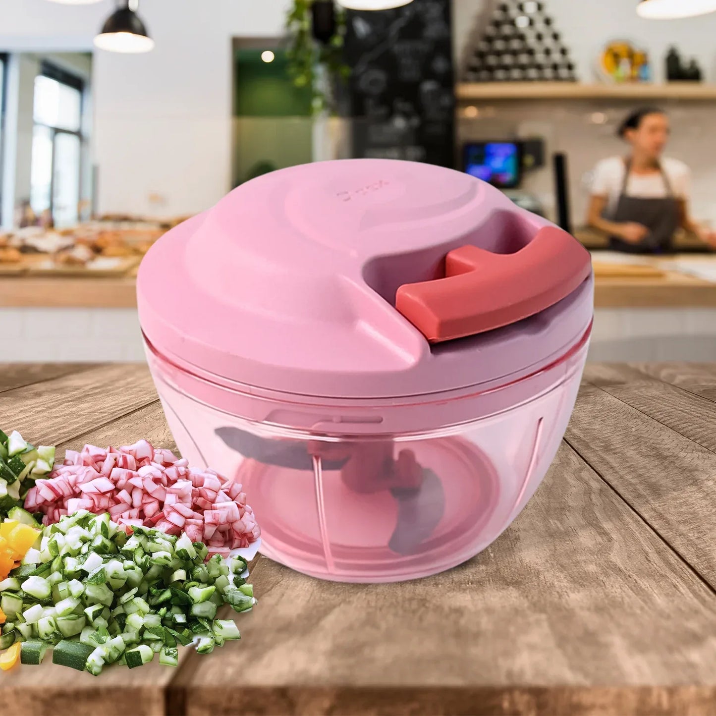 Apex Power-x Triple Stainless Steel Blades And Hand-pull Vegetable Chopper (500ml) - Zidbik