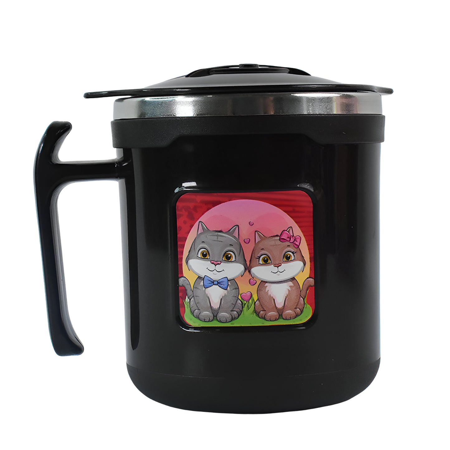 1 Pc Apex Cat Mug  250 Ml Stainless Steel Insulated Inner With Cute Cat Print - Zidbik