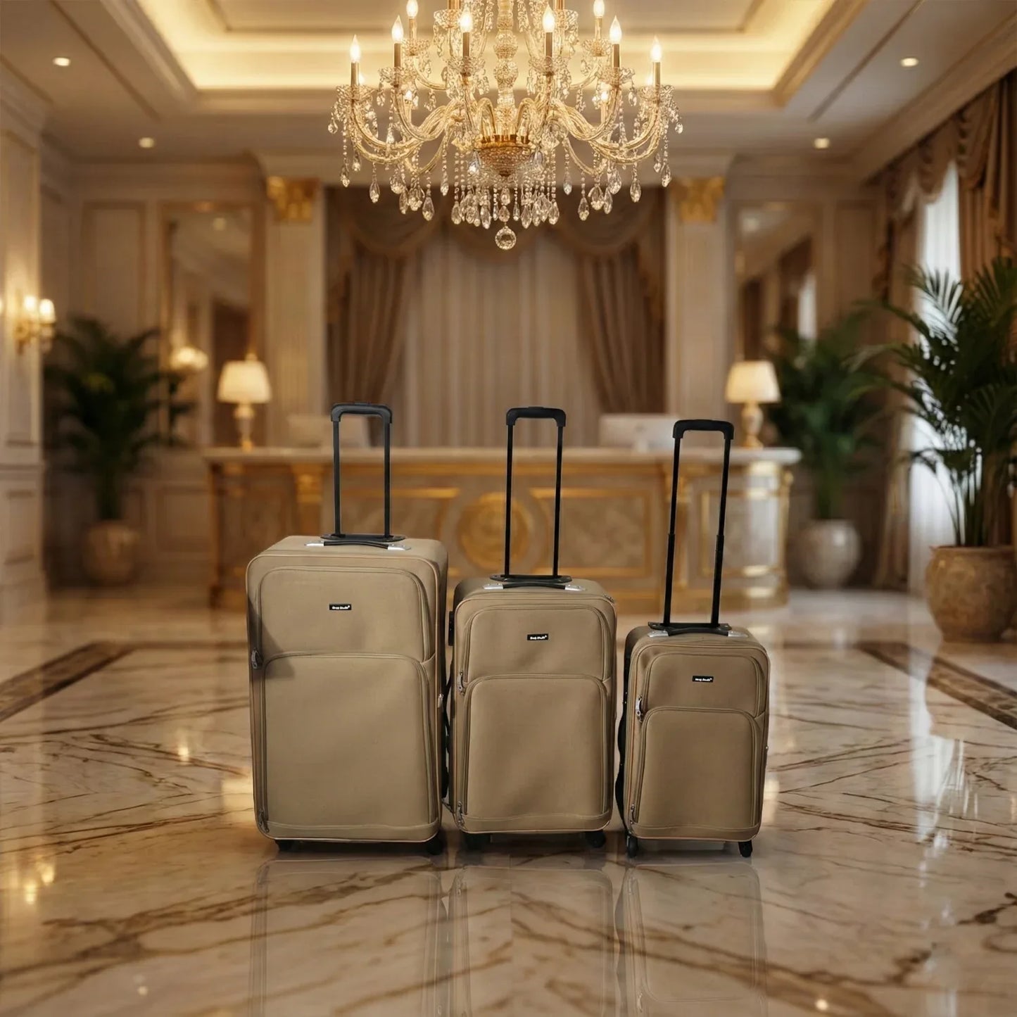 3 In 1 Soft Side Trolley Luggage Set 3 Piece - Zidbik