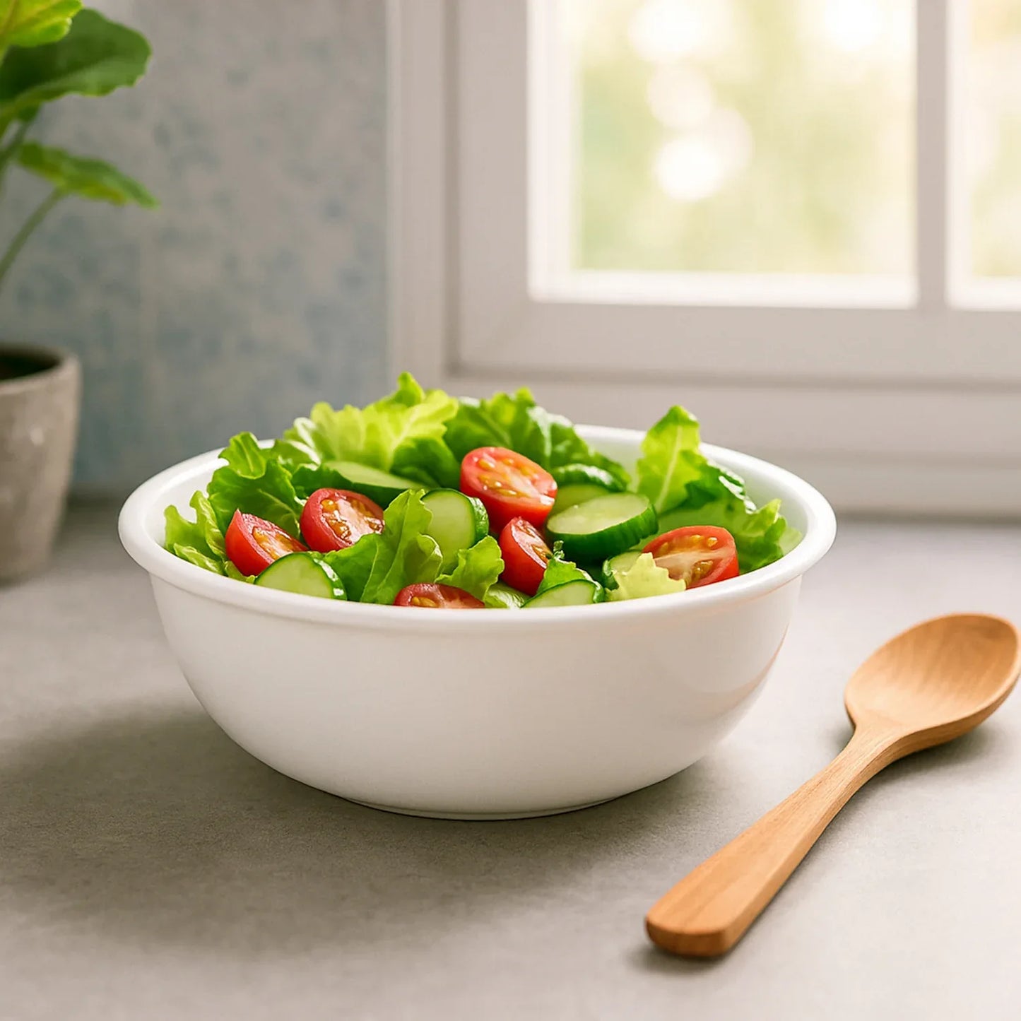 Plastic 6 Inch White Round Deep Serving Bowl (1 Pc) - Zidbik