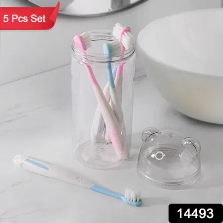 Multipurpose Travel-friendly Toothbrush Holder With 4 Soft Bristle Toothbrushes - Zidbik