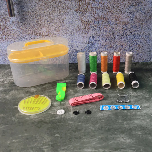 6573 Double Layer Small Portable Travel Sewing Kits Box With Color Needle Threads Scissor Pin Hand Work Sewing Box Handwork Sewing Accessories - Zidbik