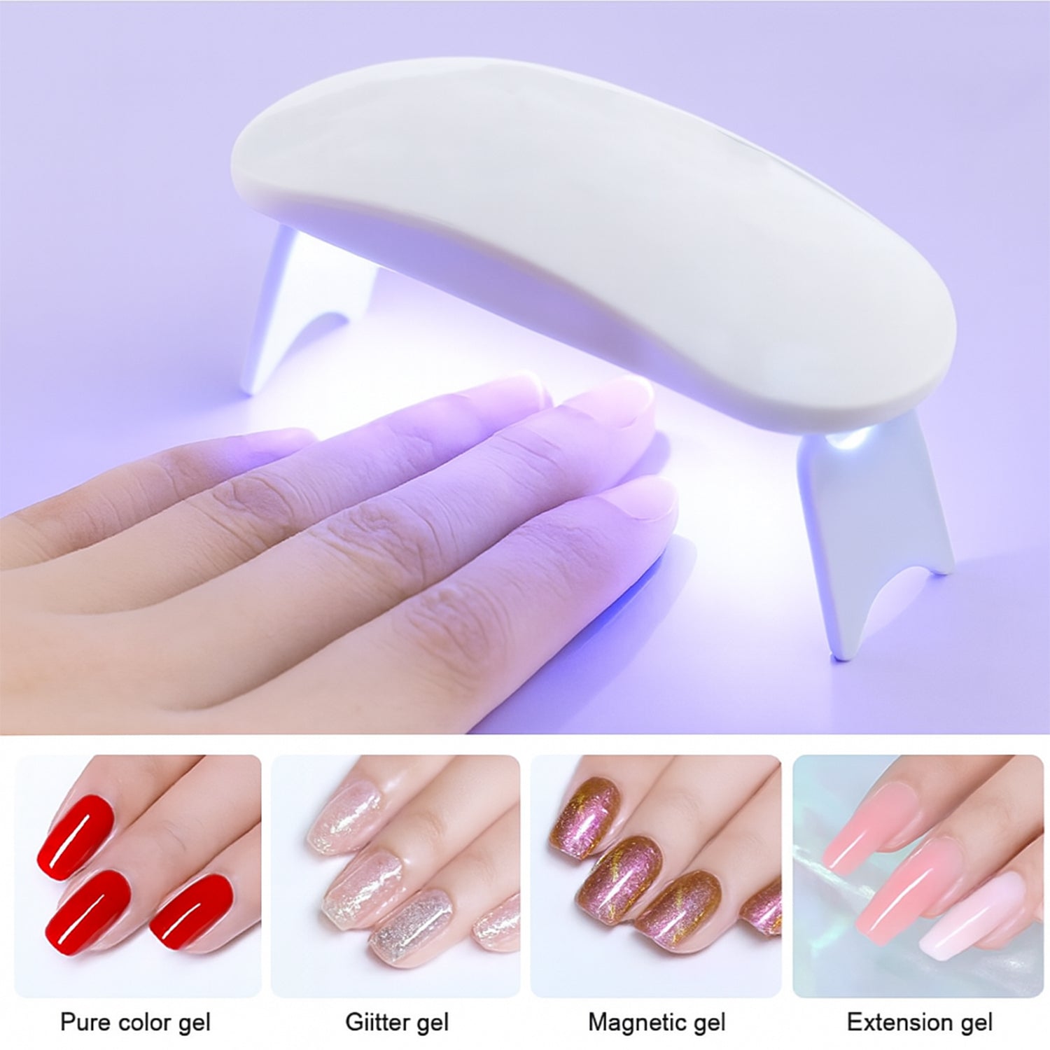 Mini Portable Uv Led Nail Lamp For Gel Nail Polish Curing (1 Pc) - Zidbik