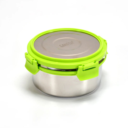 8139 Ganesh Solo Round 400 Stainless Steel Leak Proof Airtight Lunch Pack For Office School Use - Zidbik