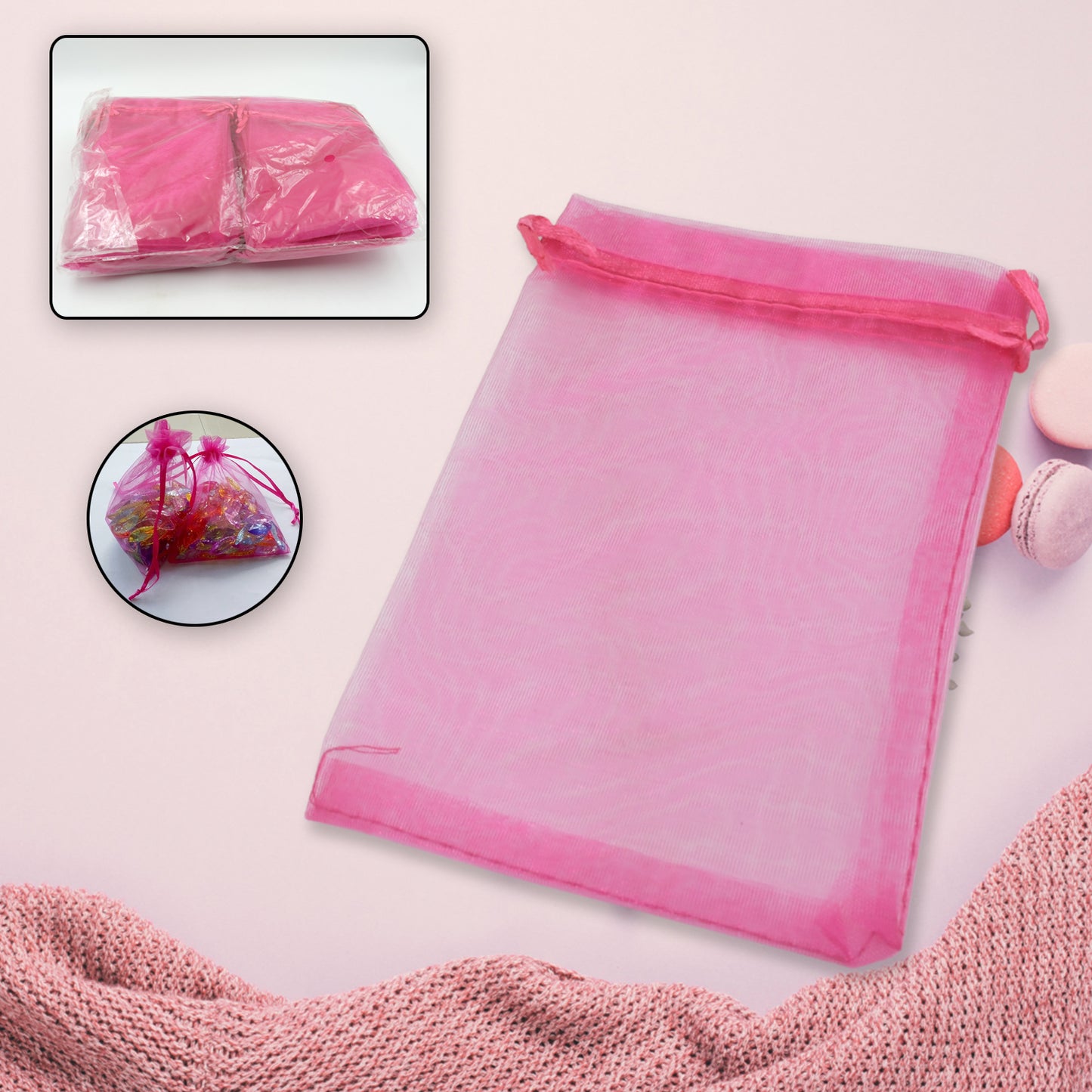 8780 Organza Gift Bags Small Mesh Bags Drawstring Gift Bags Christmas Drawstring Organza Gift Bags Wedding Party Festival Gift Bags (100 Pcs Set) - Zidbik