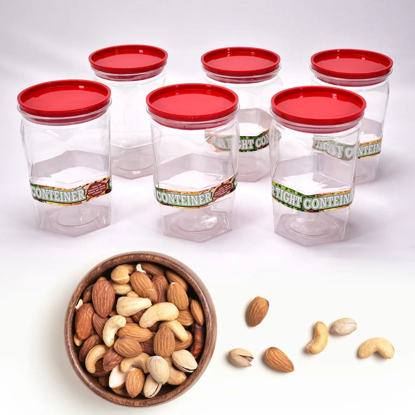 2299 Air Tight Kitchen Storage Container For Rice Dal Atta Bpa-free Flour Cereals Snacks Stackable Modular Round. (Approx - 1100ml Set Of 6pcs) - Zidbik