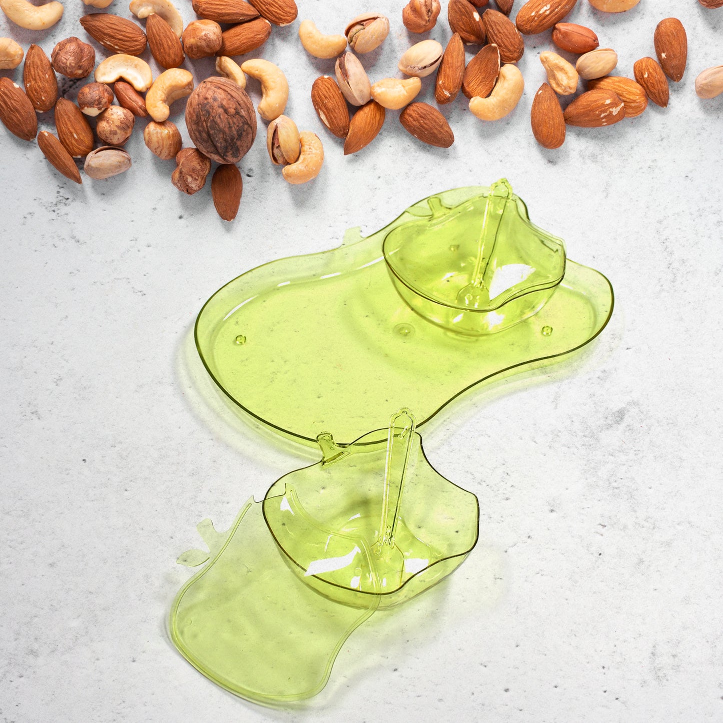 2969 Apple Shape 2piece Serving Set Of Bowl With Spoon  Tray. Dinnerware Serving Snacks  Pickle - Zidbik