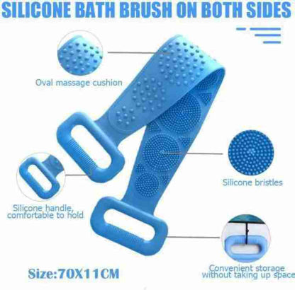 7275 Silicone Body Back Scrubber Double Side Bathing Brush For Skin Deep Cleaning - Zidbik