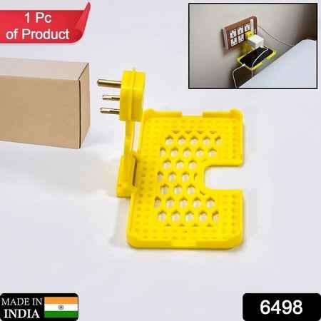 6498 Multi-purpose Wall Holder Stand For Charging Mobile Just Fit In Socket And Hang (Yellow) - Zidbik