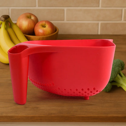 Apex Multi-functional Plastic Strainer Bowl With Ergonomic Handle (1 Pc) - Zidbik