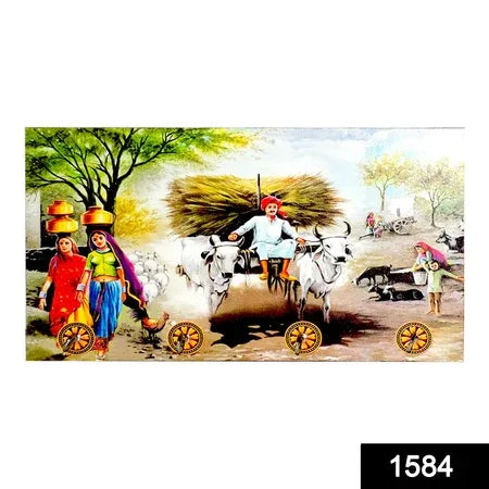 1584 Decorative Wooden Landscape Art With Hooks For Wall Hanging - Zidbik