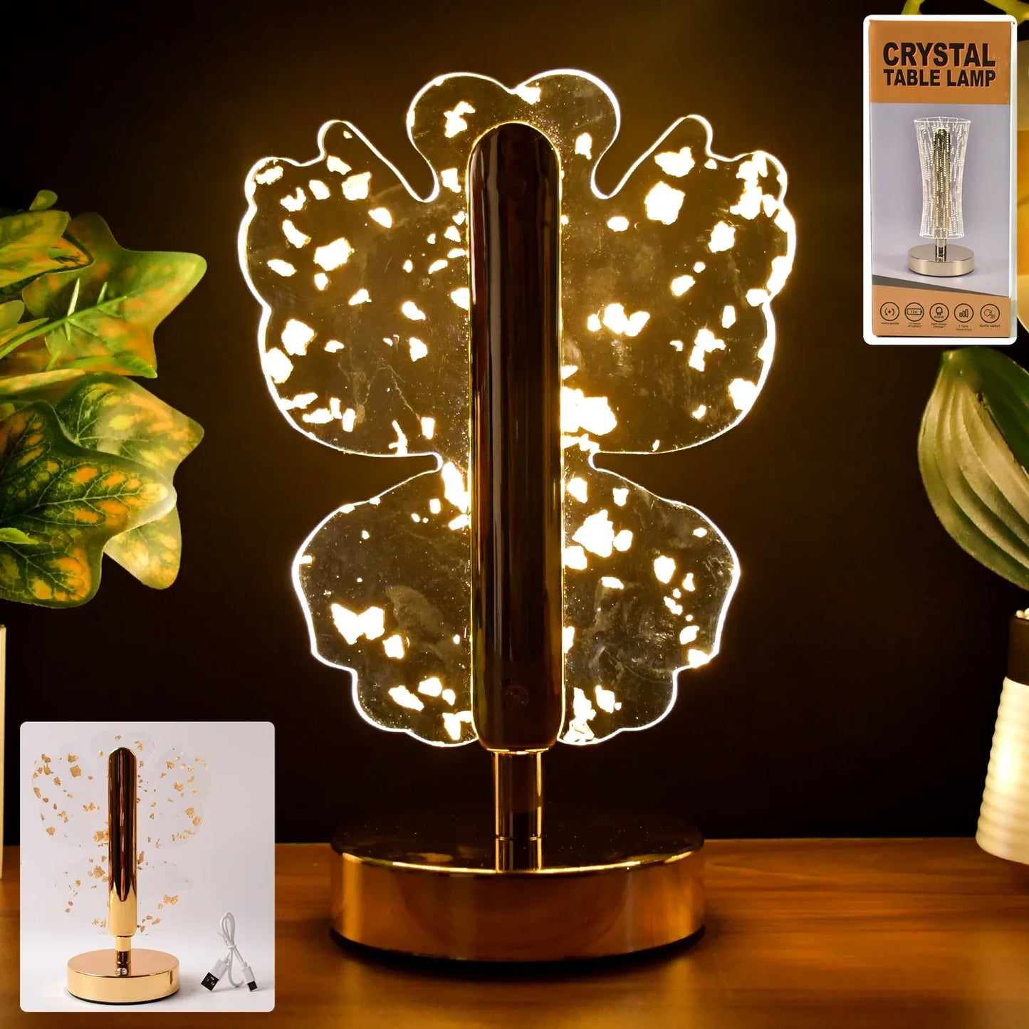 Luxury Golden Crystal Led Table Lamp (1 Pc) - Zidbik