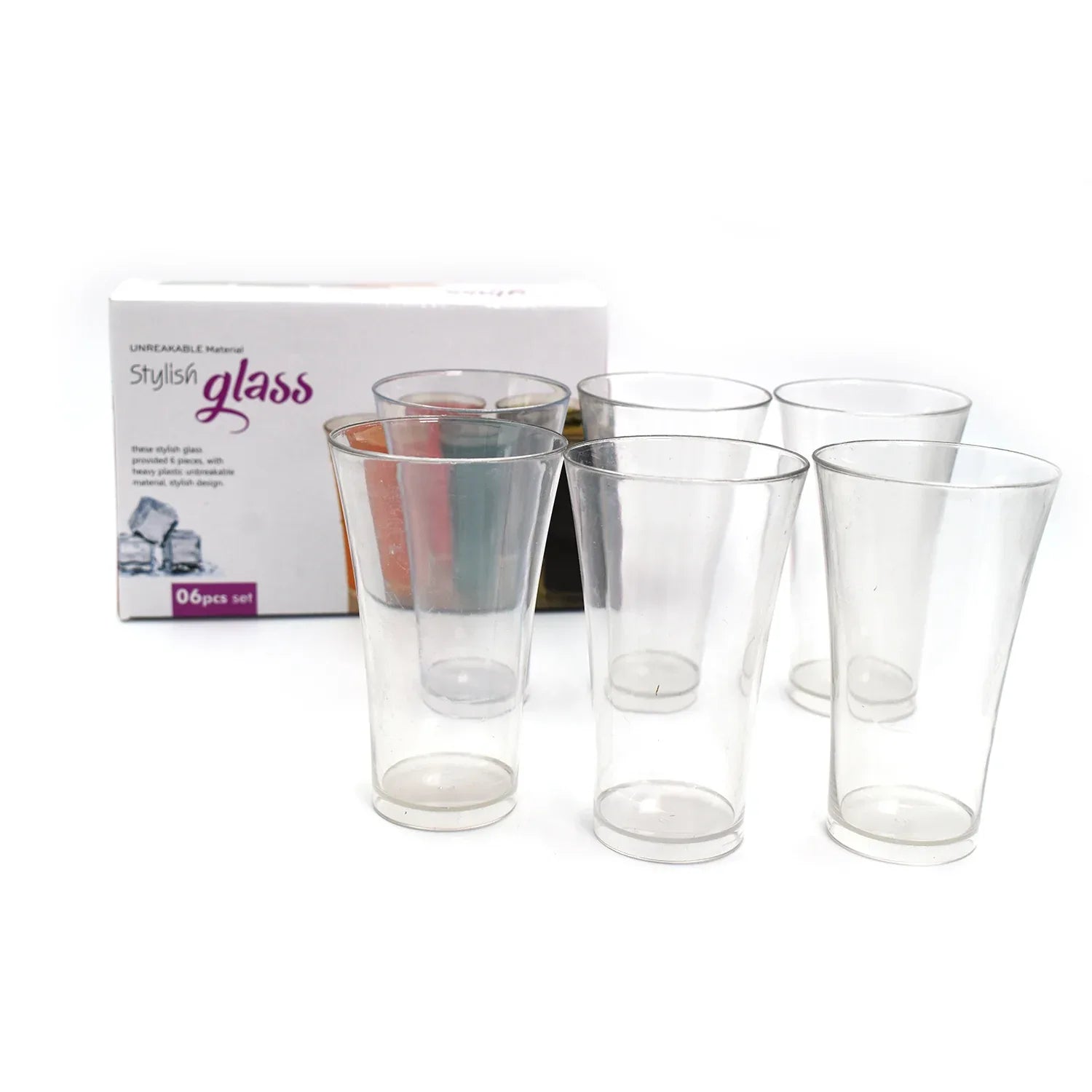 2849 Drinking Glass Juice Glass Water Glass Set Of 6 Transparent Glass - Zidbik