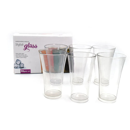 2849 Drinking Glass Juice Glass Water Glass Set Of 6 Transparent Glass - Zidbik