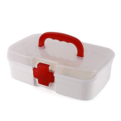 12980 3 Compartment Medical Box 1 Piece Indoor Outdoor Medical Utility Medicine Storage Box Detachable Tray Medical Box Multi Purpose Regular Medicine First Aid Box With Handle Transparent Lid  Color Box - Zidbik