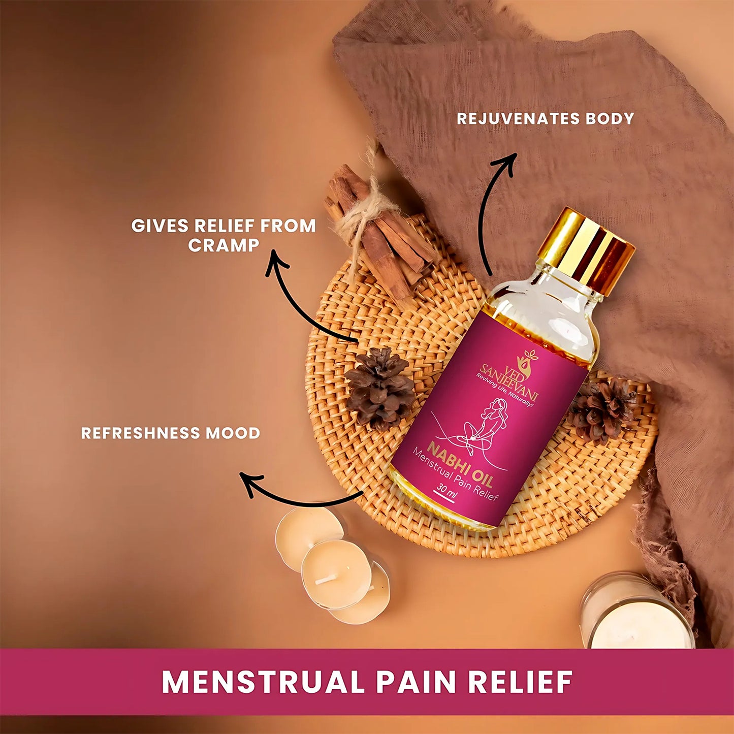 Ved Sanjeevani Nabhi Oil For Menstrual Pain Relief (30ml  1 Pc) - Zidbik