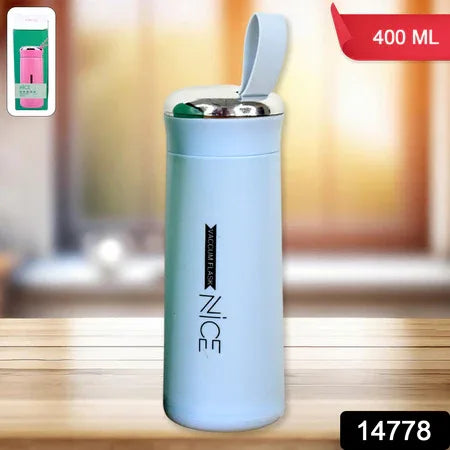 Water Bottle 400ml Leak Proof Glass Water Bottle With Daily Water Intake For Gym And Children Nice Bottle (1 Pc  Light Blue Color) - Zidbik