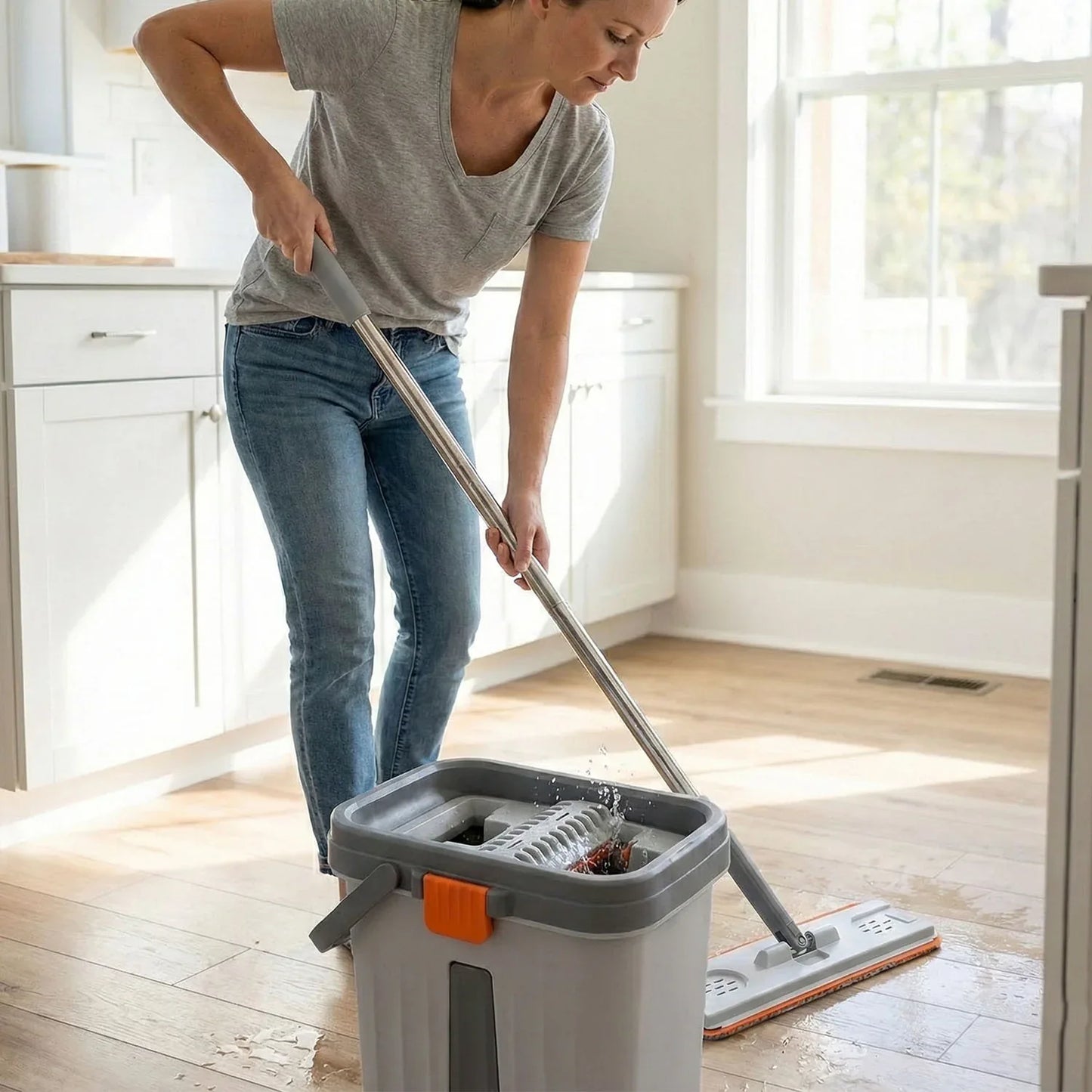 Small Size Multipurpose Flat Mop Cleaning Bucket Set - Zidbik
