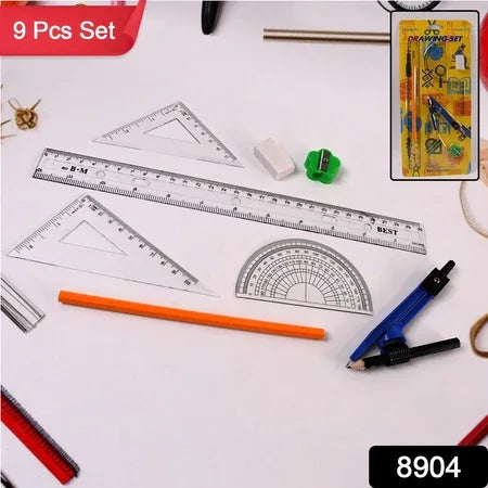 9 In 1 Stationery Set For School Student Office Draft Rulers - Zidbik