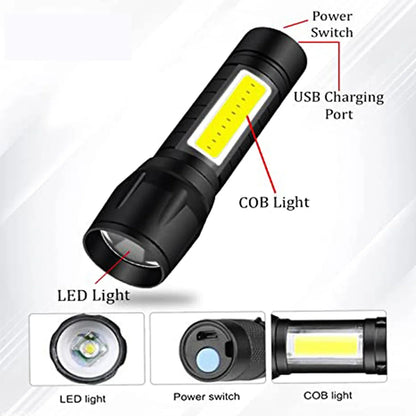 7528 Mini Search Rechargeable Led Long Range Flashlight Emergency Light Torch - Zidbik