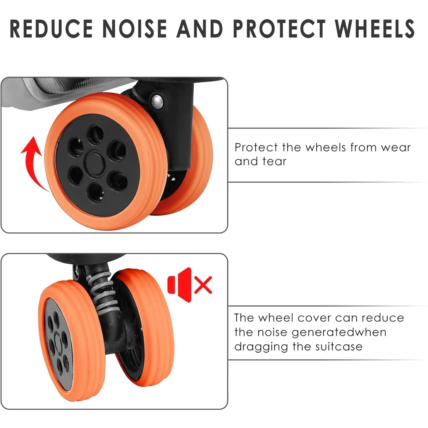 Luggage Wheel Covers 8 4 Pcs Luggage Wheel Covers For Suitcase Reduce Noise For Travel Luggage Suitcase Silicone Suitcase Wheels Cover For Protect Suitcase Wheels (8 Pcs 4 Pc Set) - Zidbik