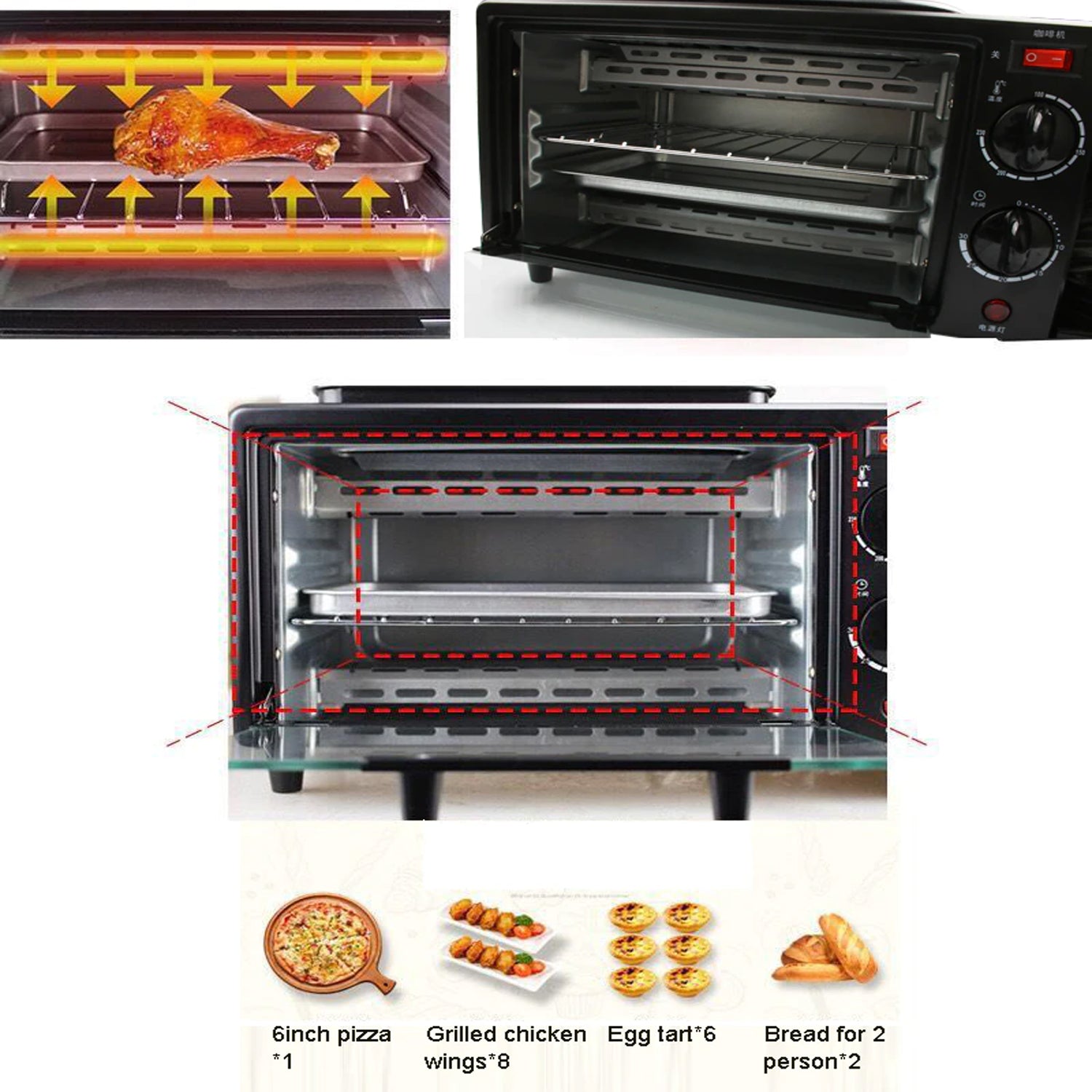 2788 3 In 1 Breakfast Maker Portable Toaster Oven Grill Pan  Coffee Maker Full Breakfast Ready At One Go - Zidbik