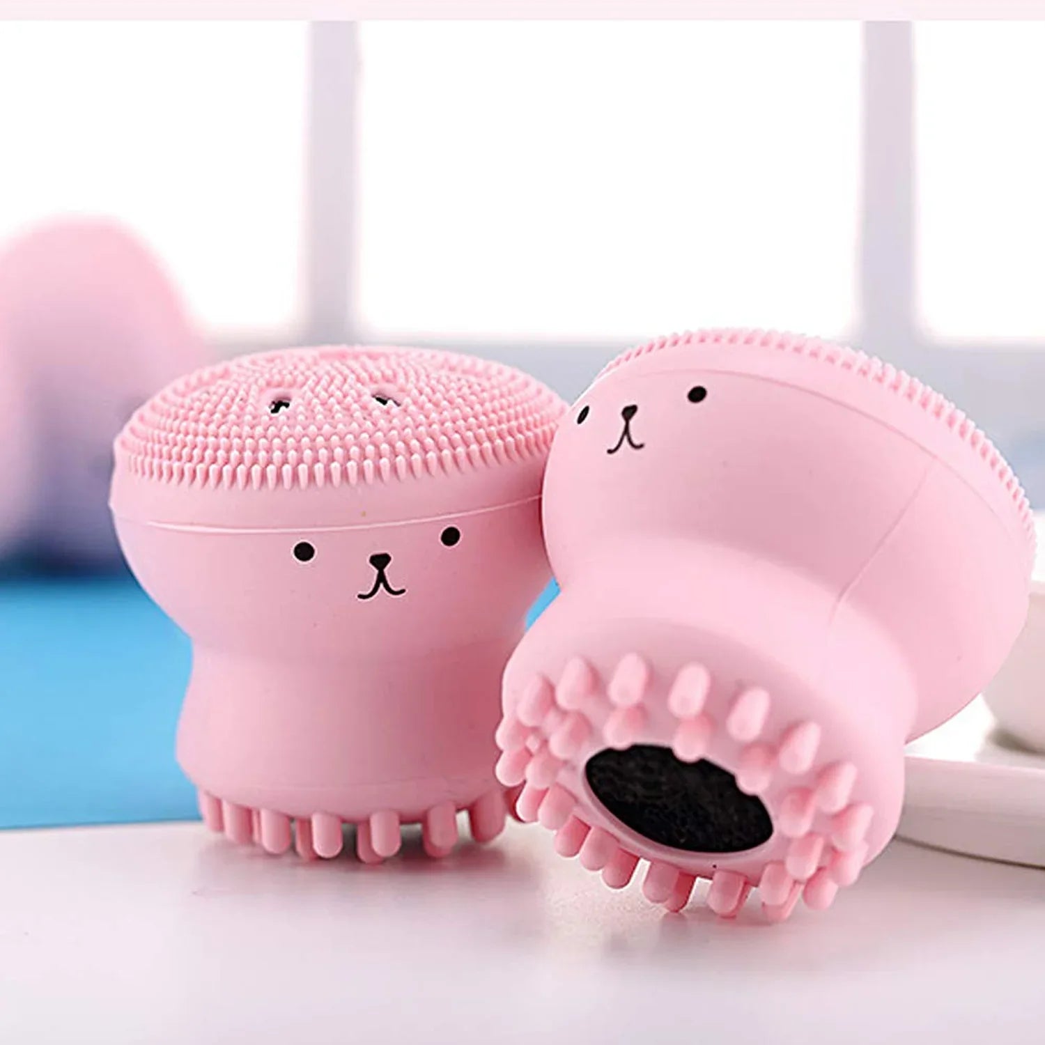 1671 Facial Cleansing Brushes Cute Octopus Shape Silicone Face Scrubber Massager Skincare Tool (1pc) - Zidbik