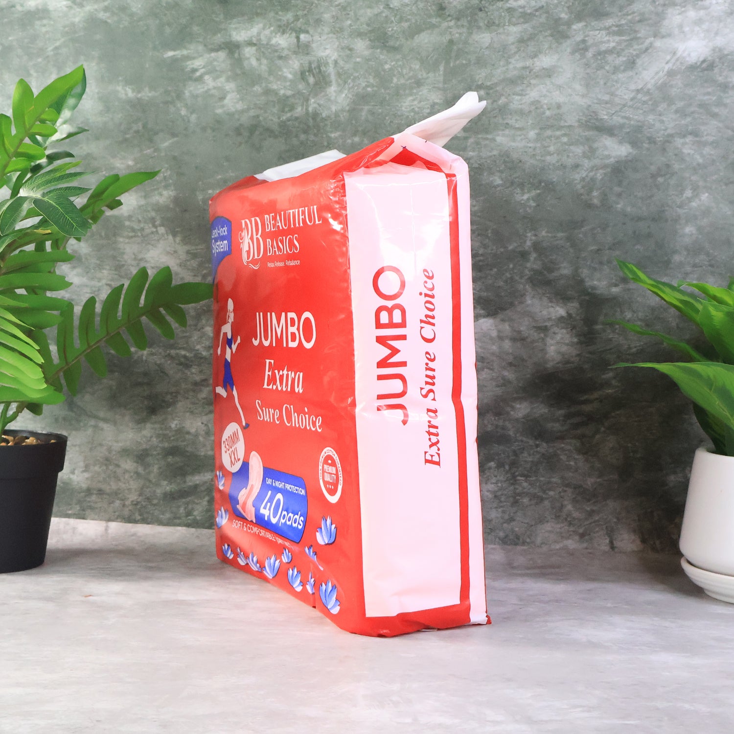 Beautiful Basics Jumbo Extra Sure Choice Sanitary Pads Xxl 330mm (40 Pc) - Zidbik