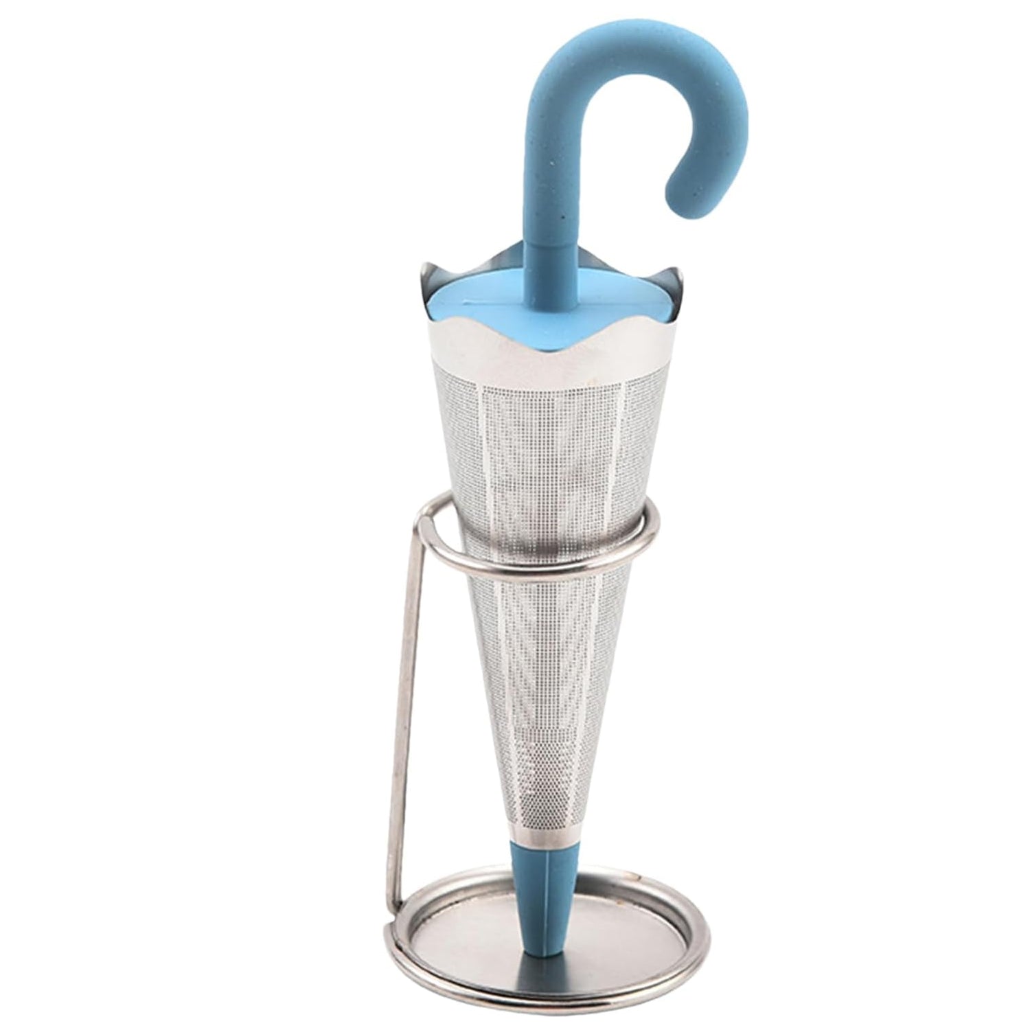 Reusable Cute Umbrella Tea Strainer With Tray  Stand (1 Pc) - Zidbik