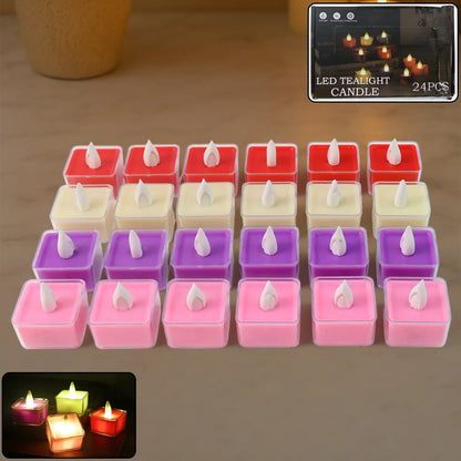 Set Of 24 Multi-color Led Tealight Candles - Zidbik