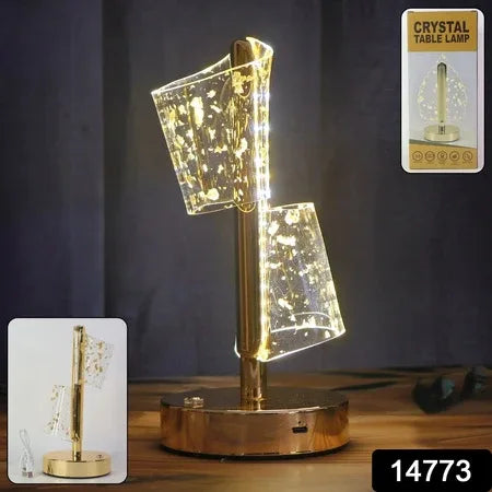 Luxury Golden Crystal Led Double Shade Table Lamp (1 Pc) - Zidbik