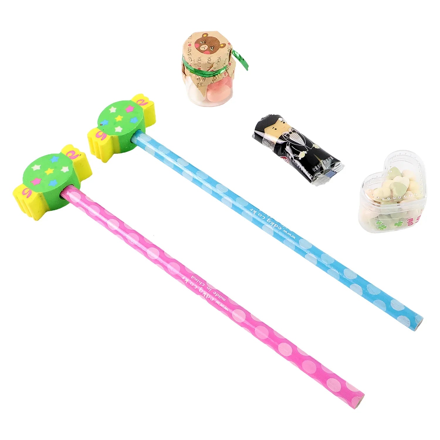 Fun Candy Design Pencil Set With Accessories (1 Set Mix Design) - Zidbik