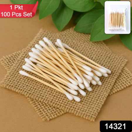 Eco-friendly Wooden Cotton Ear Buds (1 Pkt  100 Pcs Approx)