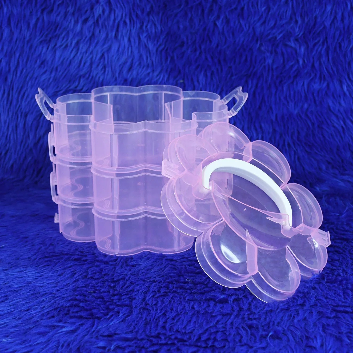 3-layer Transparent Plastic Flower-shaped Storage Box With 9 Grids - Zidbik