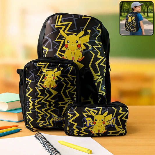 Cartoon Character School Bag Combo Set For Kids (3 Pc) - Zidbik