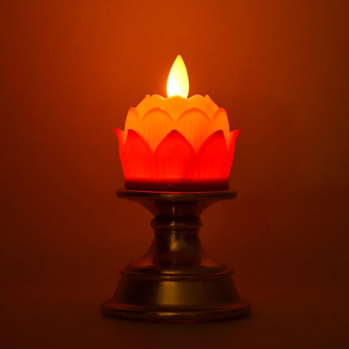 Premium Lotus Shaped Led Flameless Candle With Decorative Holder (1 Pc) - Zidbik
