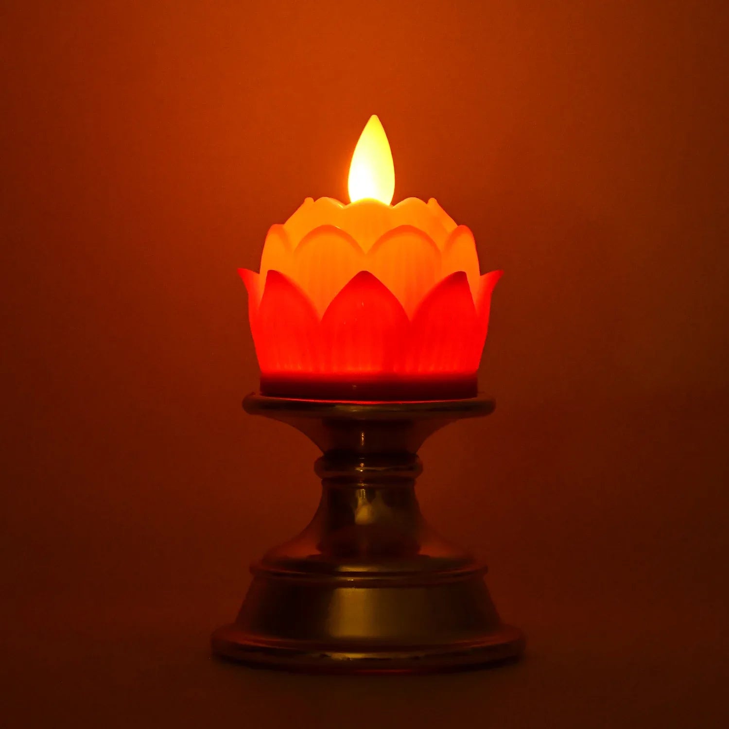 Premium Lotus Shaped Led Flameless Candle With Decorative Holder (1 Pc) - Zidbik