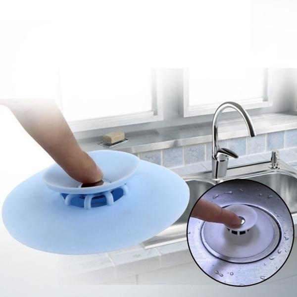1163 Creative 2-in-1 Silicone Sewer Sink Sealer Cover Drainer (Multicolour) - Zidbik
