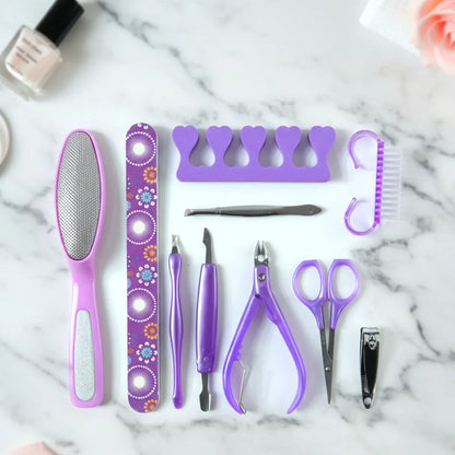 Personal Grooming Manicure Pedicure Nail Care Tool Set (10 Pc Set) - Zidbik