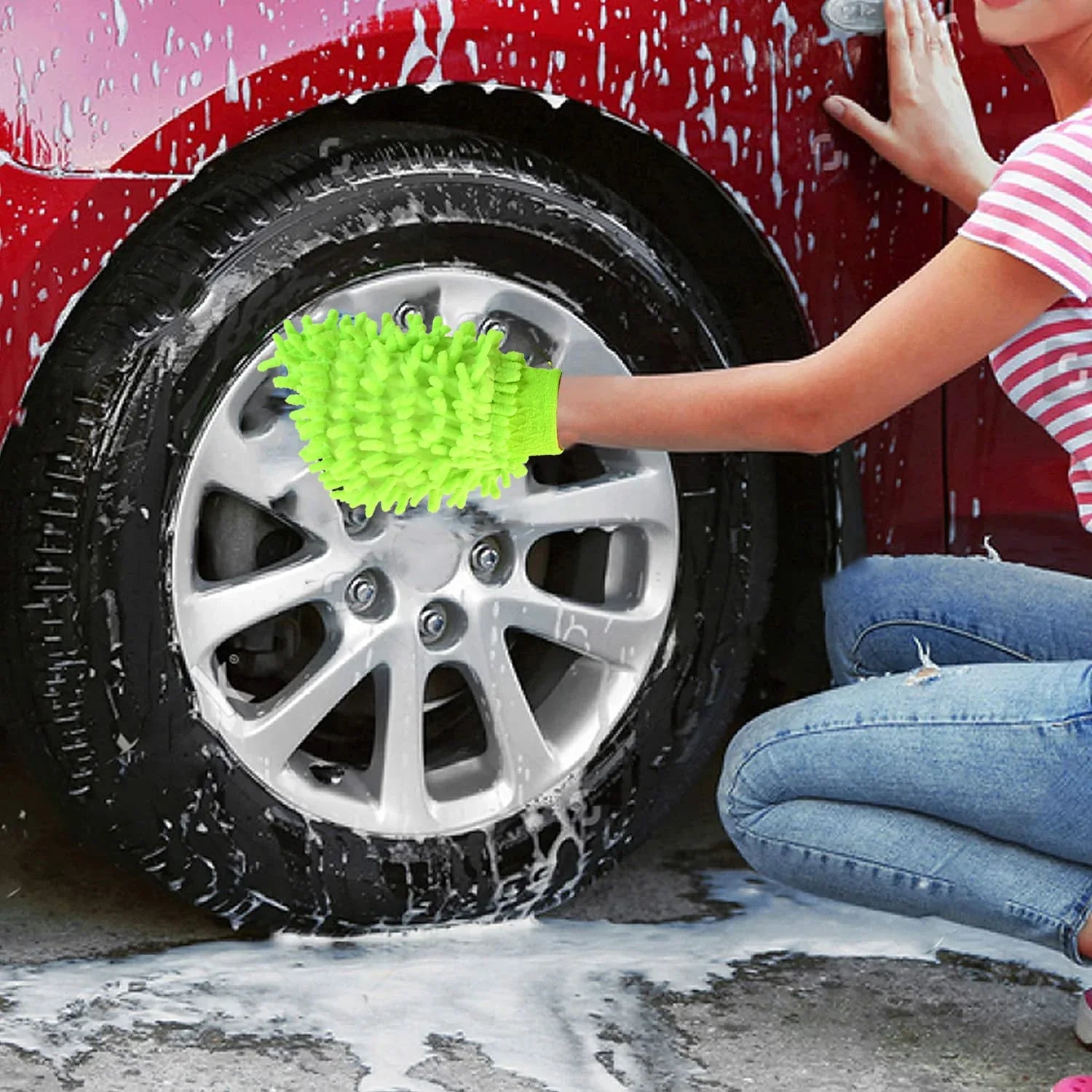 Microfiber Car Wash Glove Mitt For Carbikehome Surface - Zidbik