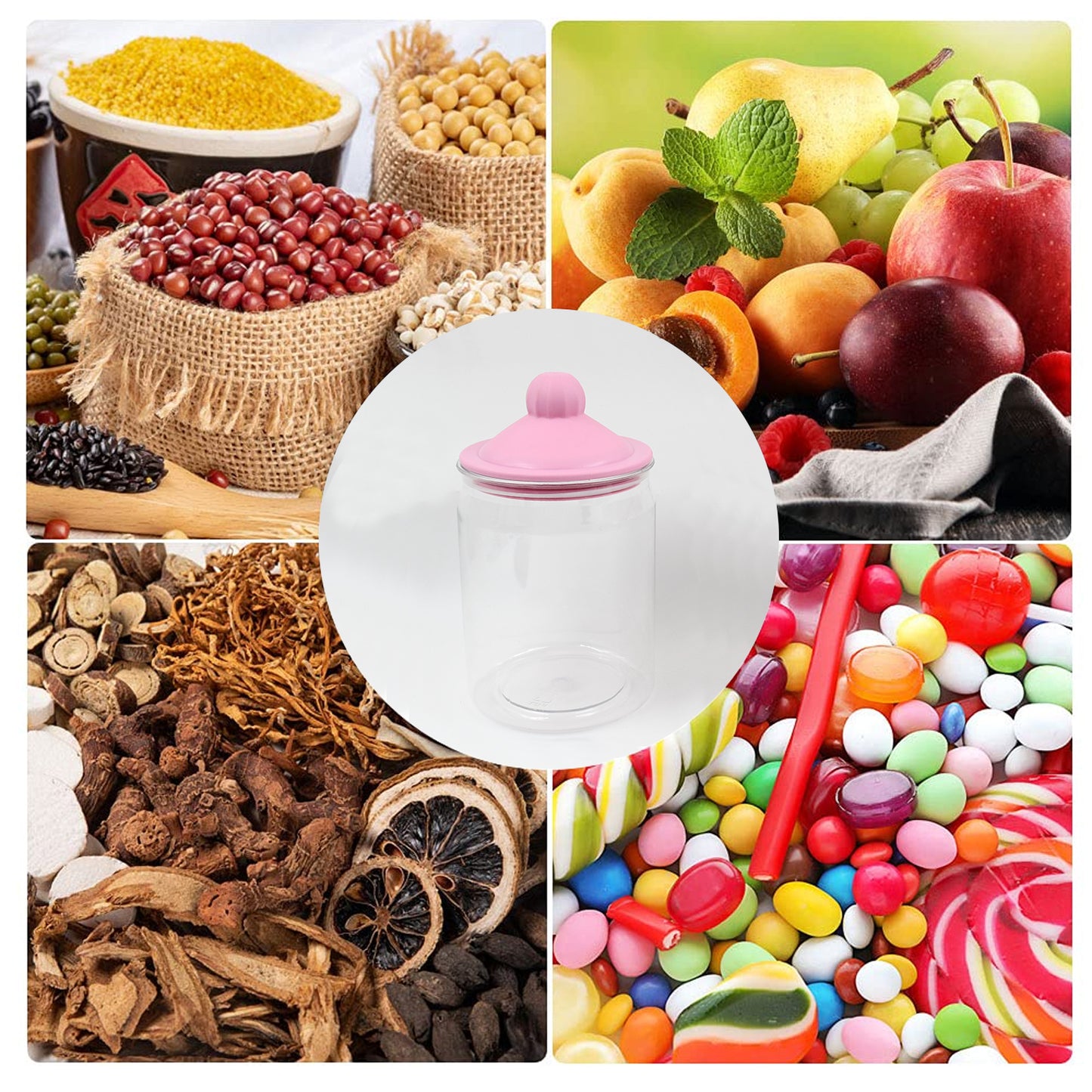 Transparent Kitchen Plastic Container Jar Set (2 Pcs Set  1100 Ml Approx) - Zidbik