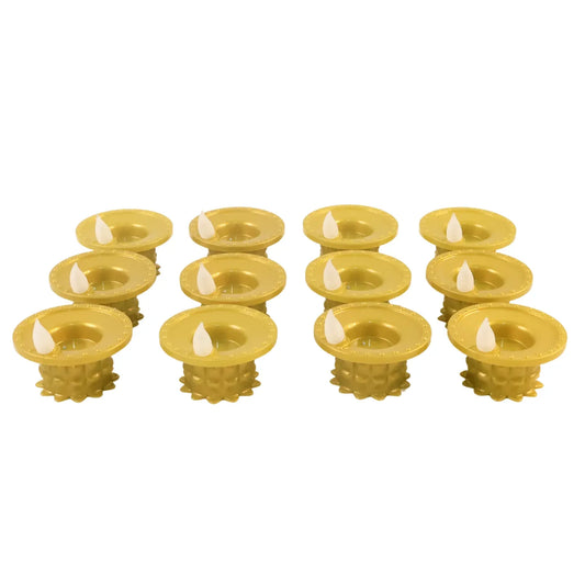 Set Of 12 Water Sensor Led Golden Diyas - Zidbik